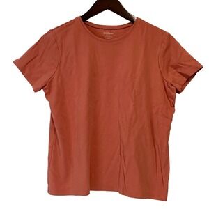 LL Bean Short Sleeve Crew Neck T Shirt Red Coral Women's Size L REG